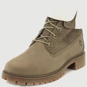 Timberland Jayne Teddy Fleece Fold Down Waterproof Boot in Light Brown sz 7.5
